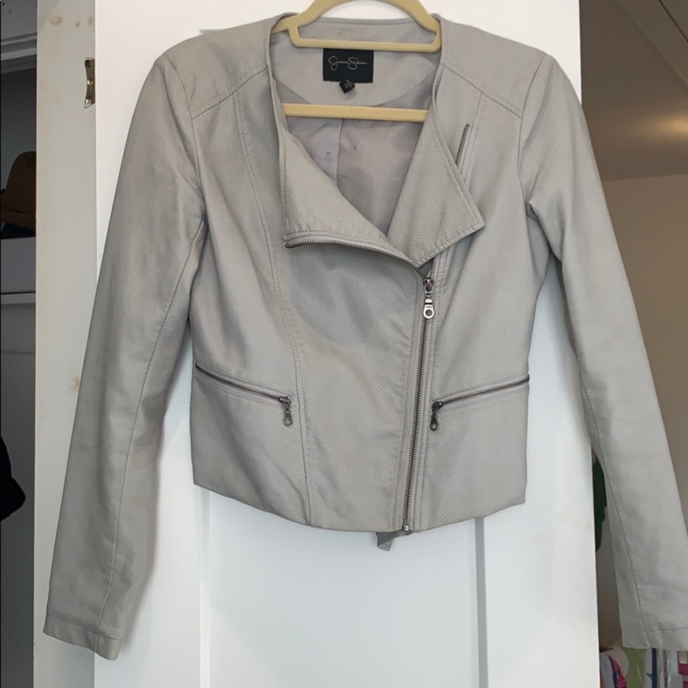 Gray faux leather faux snake skin jacket